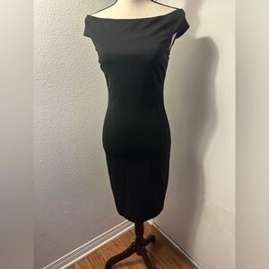 Ted Baker London Black Sheath Midi Dress Crew Neck